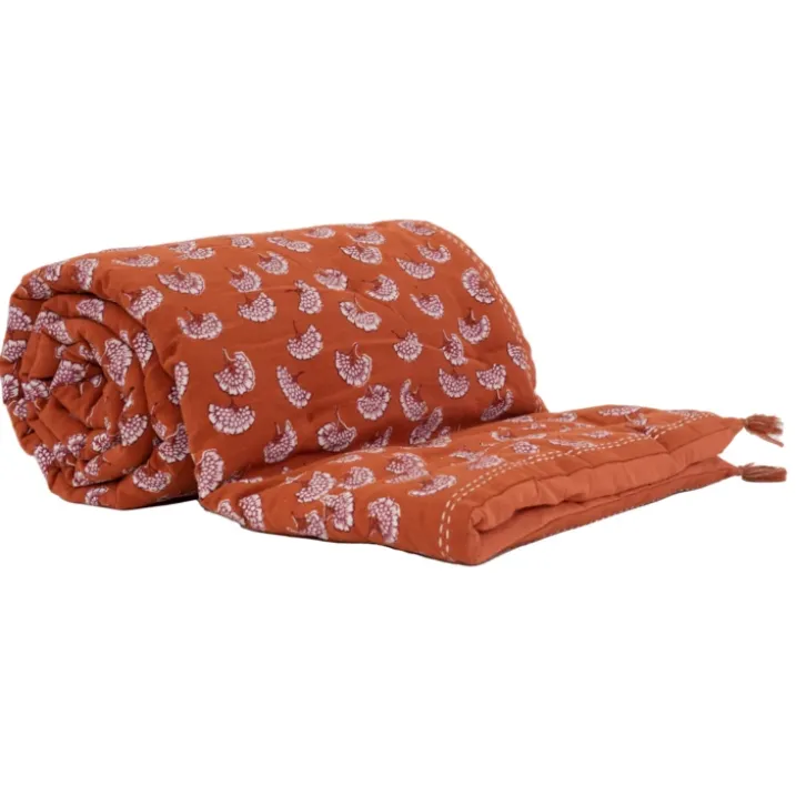 Édredon imprimé 100% coton avec pompon