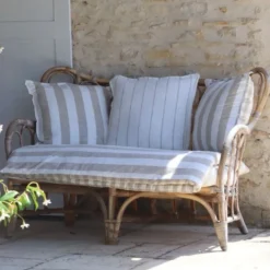 Édredon réversible coton flammé motifs rayures et vichy LOURMARIN