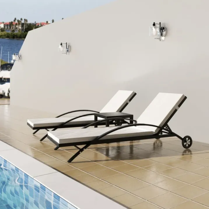 Duo de 2 chaises longue avec table basse