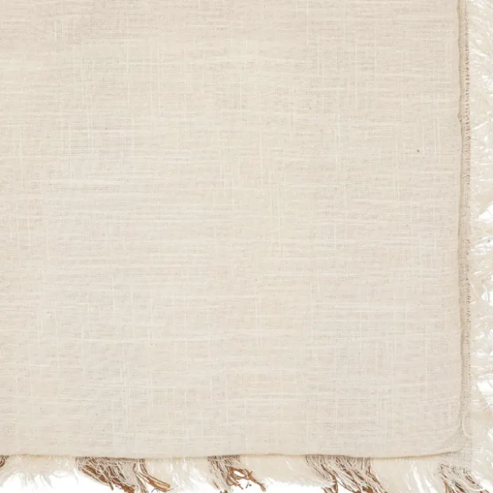 Edredon beige à franges