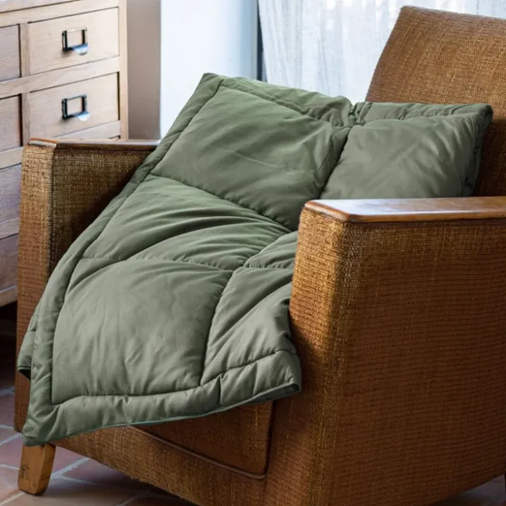 Edredon ou couvre-lit matelassé peau de pêche Oekotex