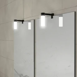 Ensemble de salle de bains avec 2 vasques rectangulaires et 2 miroirs rectangulaires à led