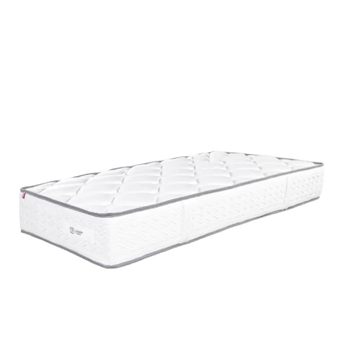 Ensemble literie ferme 20 cm en mousse haute densité avec sommier tapissier blanc