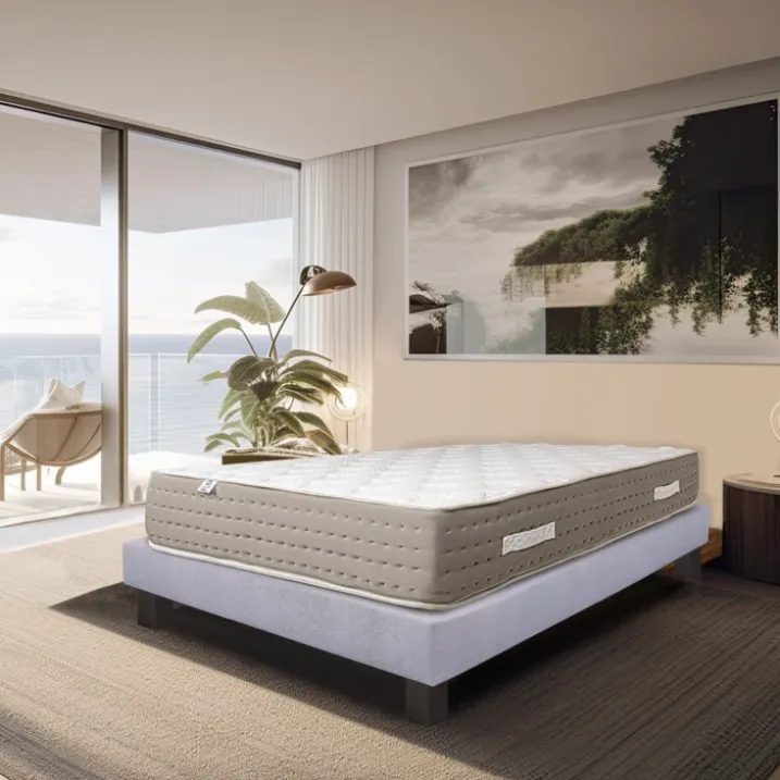 Ensemble matelas ferme avec ressorts ensachés 26 cm et sommier tapissiergris