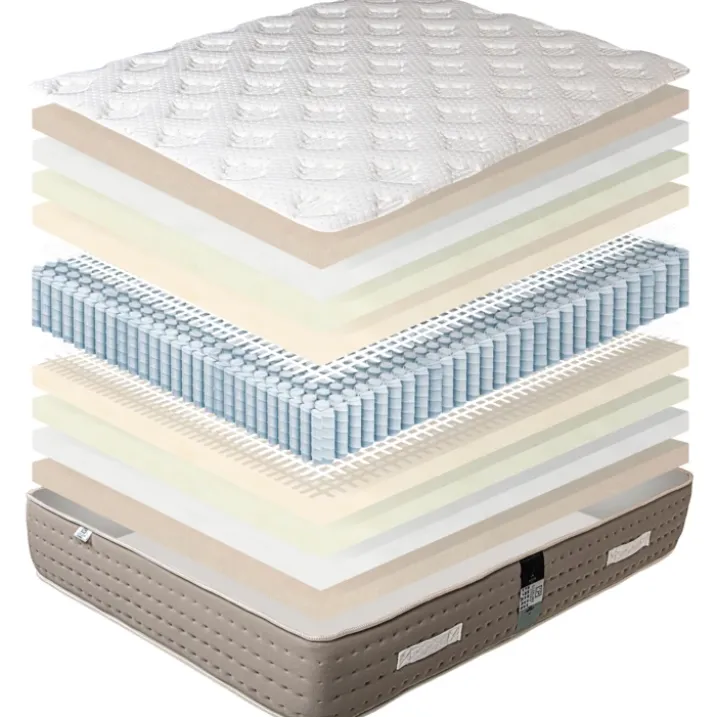 Ensemble matelas ferme avec ressorts ensachés 26 cm et sommier tapissiergris