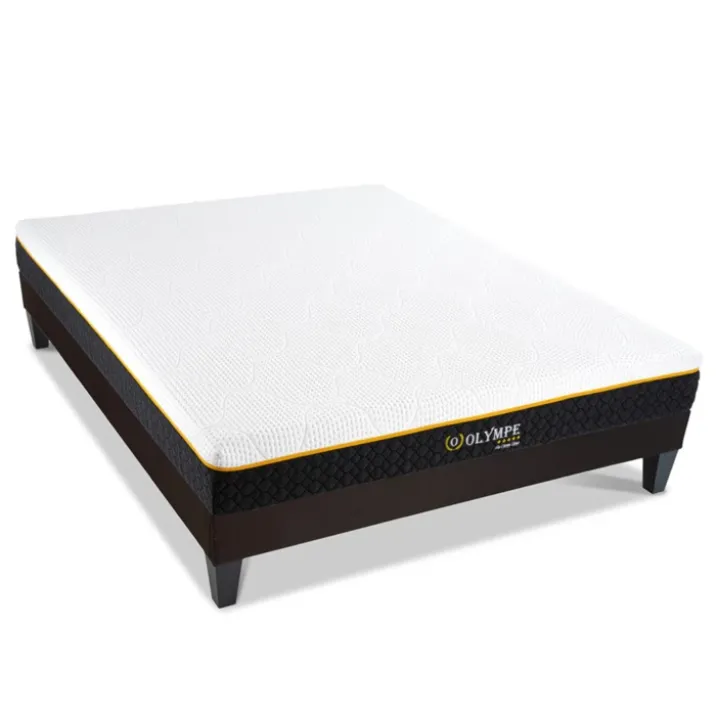 Ensemble matelas à mémoire de forme ferme + sommier en bois