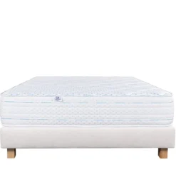 Ensemble matelas mémoire de forme 24 cm avecsommier beige
