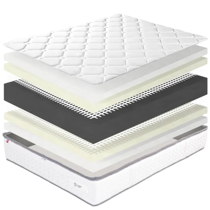 Ensemble matelas mousse 20 cm et sommier beige