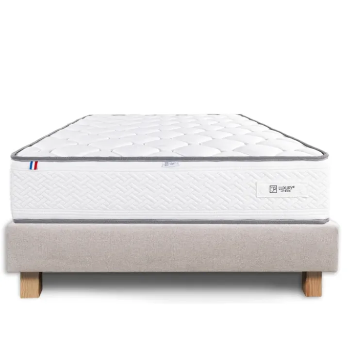 Ensemble matelas mousse 20 cm et sommier beige
