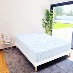 Ensemble matelas mousse ferme 24 cm et sommier blanc
