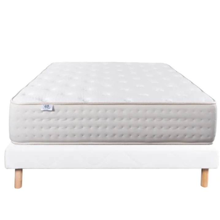 Ensemble matelas mousse mémoire de forme 26 cm et sommier blanc