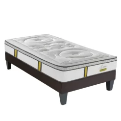 Ensemble matelas ressorts ensachés et sommier en bois
