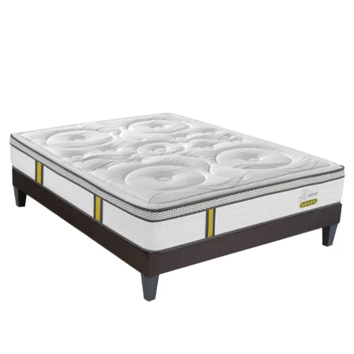 Ensemble matelas ressorts ensachés et sommier en bois