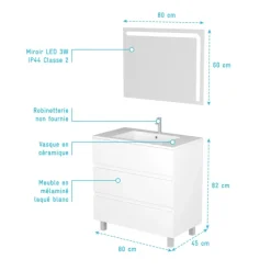 Ensemble meuble vasque et miroir à led