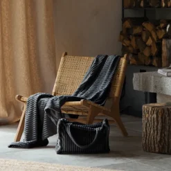 Ensemble plaid et sac doux côtelé