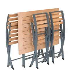 Ensemble repas pliant en teck