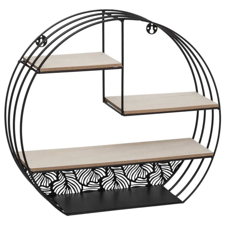 Etagère ronde en bois et métal