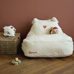 Fauteuil enfant en velours avec oreilles de félin