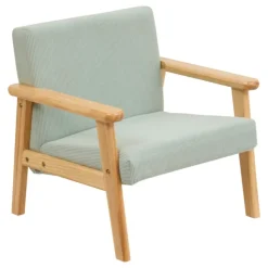 Fauteuil enfant en velours côtelé avec structure en bois