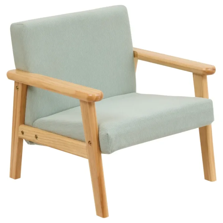 Fauteuil enfant en velours côtelé avec structure en bois