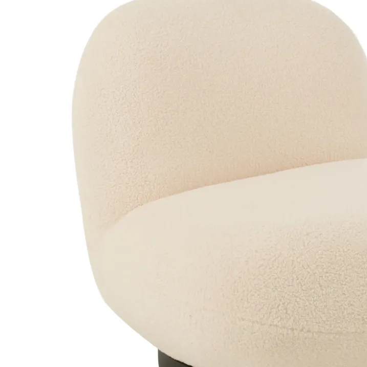 Fauteuil pivotant bois et mousse effet bouclette