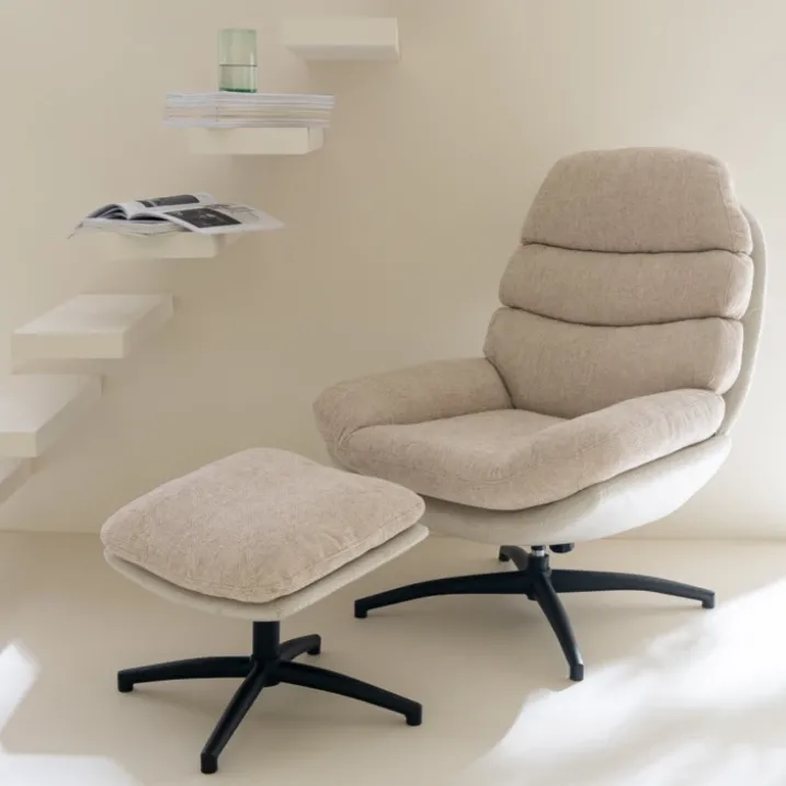 Fauteuil relax pivotant et repose pied