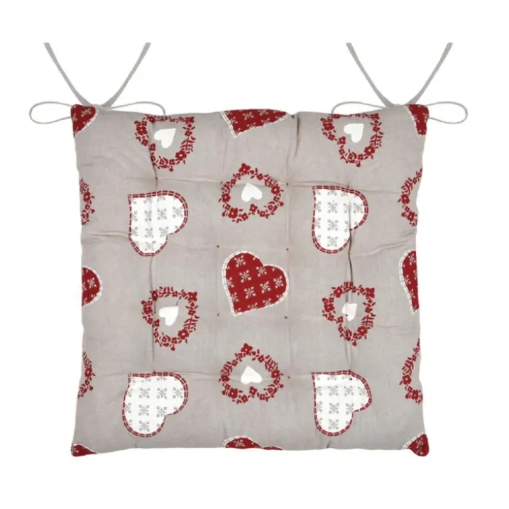 Galette de chaise coeurs esprit chalet en coton