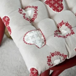 Galette de chaise coeurs esprit chalet en coton