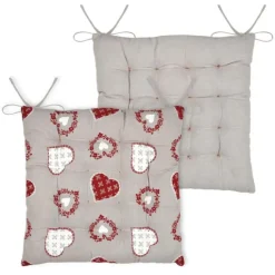 Galette de chaise coeurs esprit chalet en coton