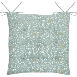 Galette de chaise décorative à motif végétal stylisé