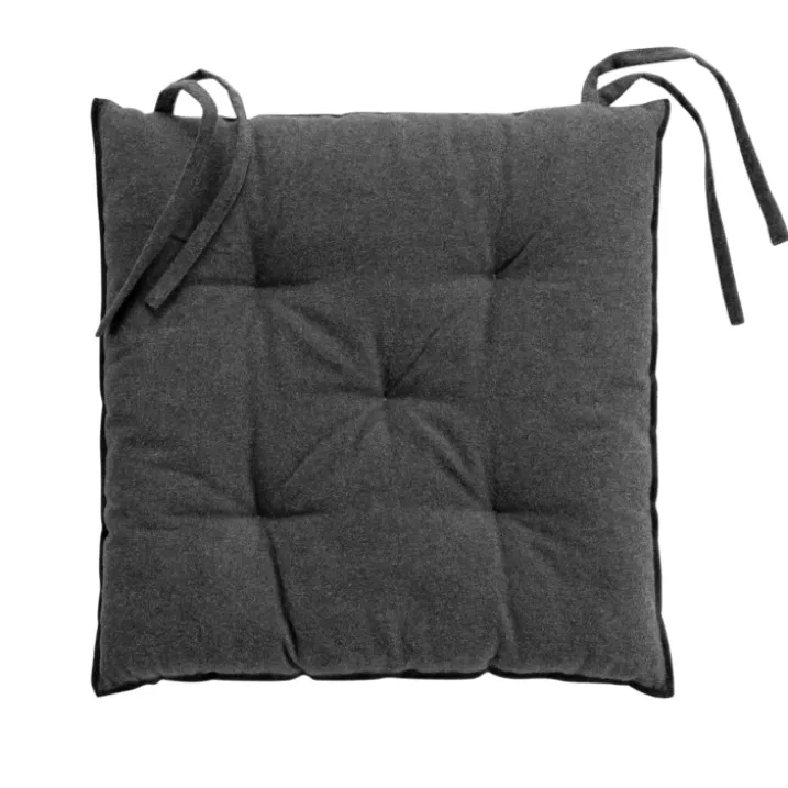 Galette de chaise en coton recyclé et bourdon apparent