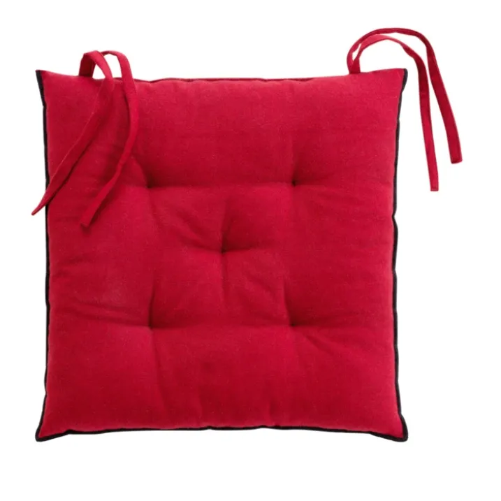 Galette de chaise en coton recyclé et bourdon apparent