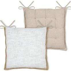 Galette de chaise matelassée poly-coton et jute