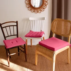 Galette de chaise piquée 16 points en coton et nouettes