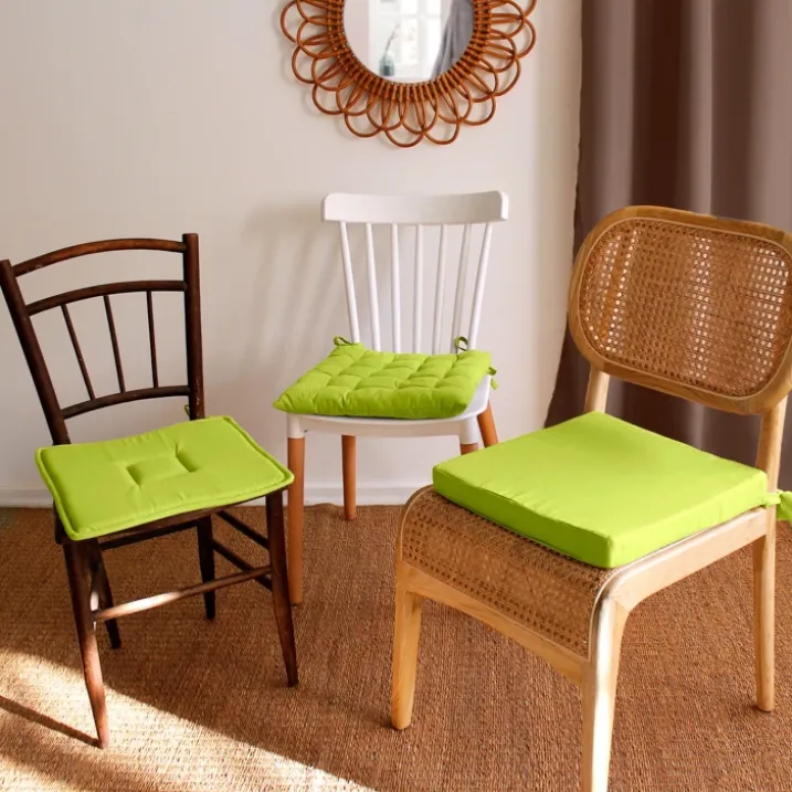 Galette de chaise piquée 16 points en coton et nouettes