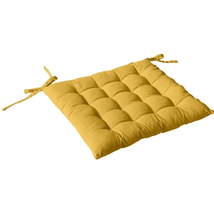Galette de chaise piquée 16 points en coton et nouettes