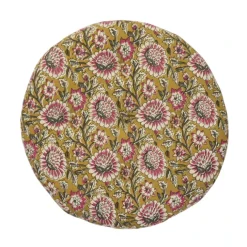 Galette de chaise ronde 100% coton floral Indien MADAM STOLTZ