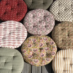 Galette de chaise ronde 100% coton carreaux MADAM STOLTZ