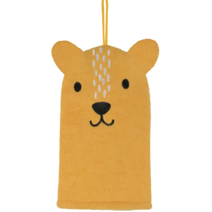 Gant de toilette marionnette léopard