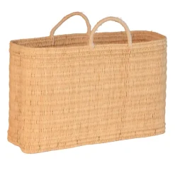 Grand panier en paille et anse coton Hassira