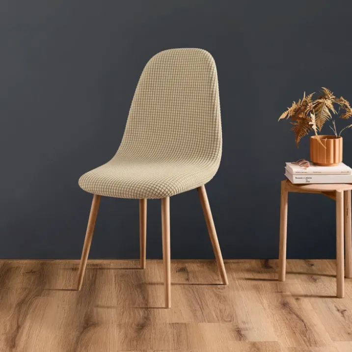 Housse de chaise scandinave extensible en tissu gaufré