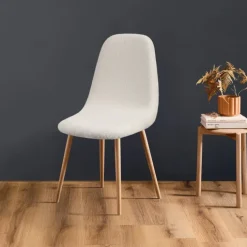 Housse de chaise scandinave extensible en tissu bouclette