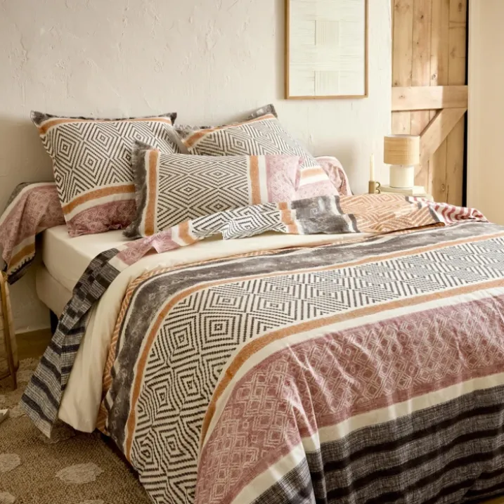 Housse de couette coton 57 fils motif géométrique