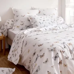 Housse de couette percale de coton 80 fils motif papillons