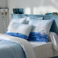 Housse de couette percale de coton voilier marin