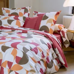 Housse de couette percale de coton géométrique