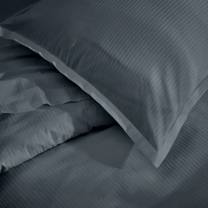 Housse de couette satin de coton rayures ton sur ton