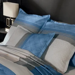 Housse de couette satin de coton géométrique