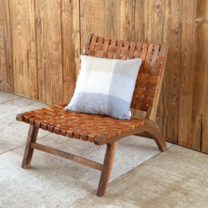Housse de coussin à carreaux aspect mohair