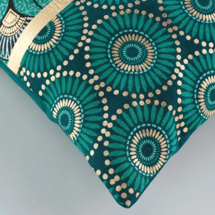 Housse de coussin en coton imprimé or